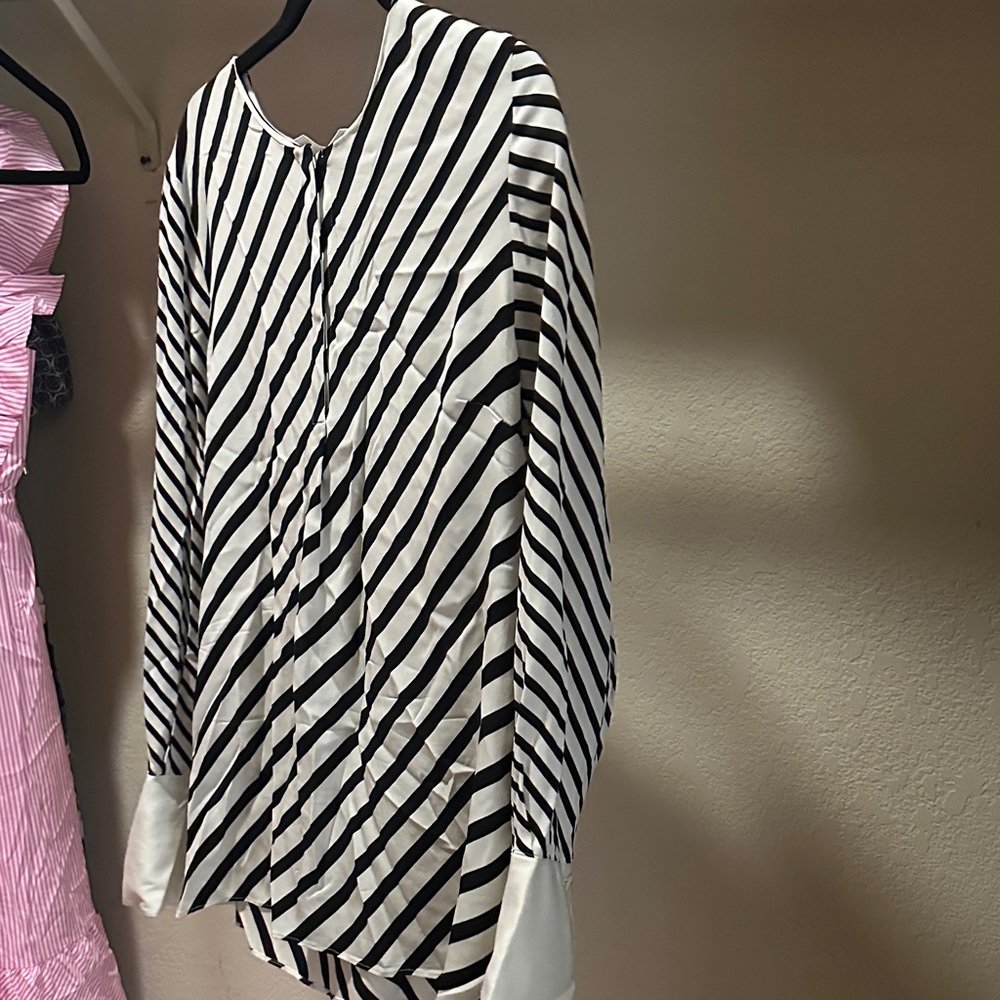 Elegant Black and White Striped Blouse